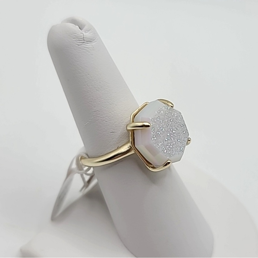 Kendra Scott Ryan Drusy iridescent, gold ring size 6 New
